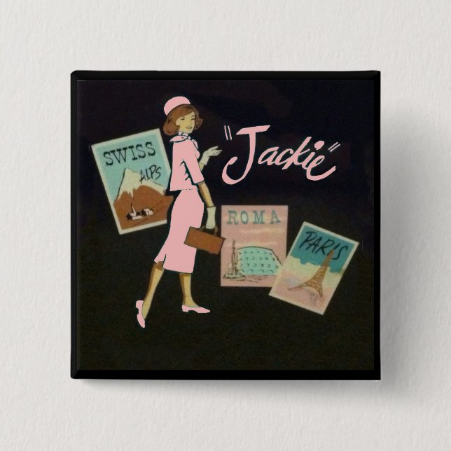 Badge Carré 5 Cm Jackie Kennedy (Devant)