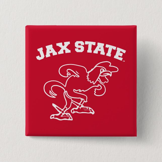 Badge Carré 5 Cm Jacksonville State University JAX State Gamecocks (Devant)