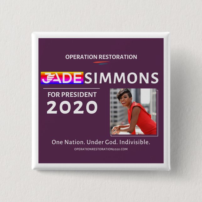 Badge Carré 5 Cm Jade Simmons à la présidence 2020 (Devant)