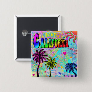 Badge Carré 5 Cm J'ADORE Californie Vivid Romance Bouton