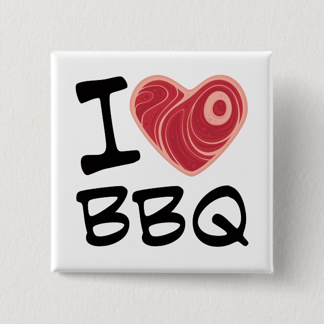 Badge Carré 5 Cm J'adore le barbecue (Devant)