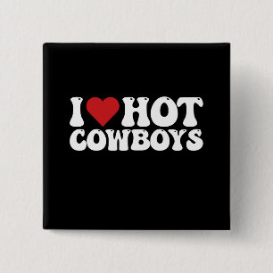 Badge Carré 5 Cm J'adore les cow-boys sexy