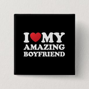 Badge Carré 5 Cm J'adore mon incroyable petit ami Je suis amoureuse
