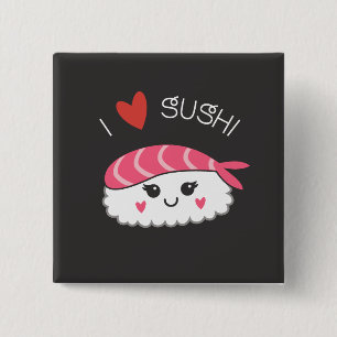 Badge Carré 5 Cm J'adore Sushi Pin
