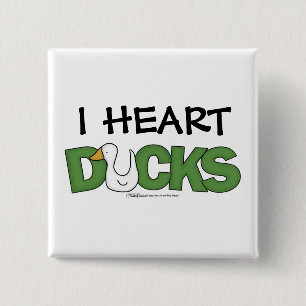 Badge Carré 5 Cm J'ai le coeur des canards