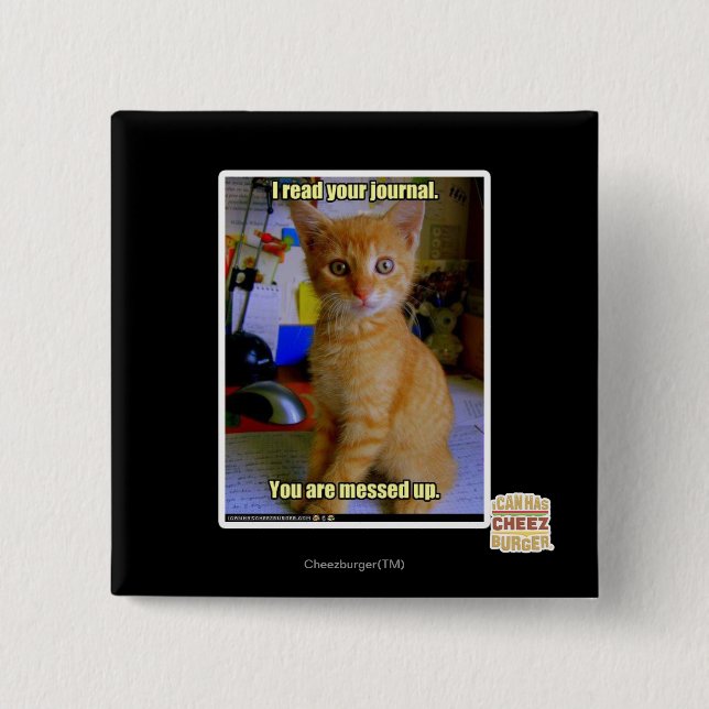 Badge Carré 5 Cm J'ai lu votre journal (Devant)