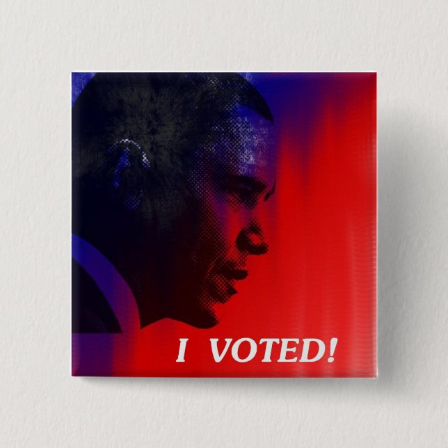 Badge Carré 5 Cm J'ai voté -- Obama (Devant)
