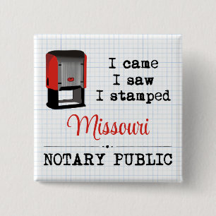 Badge Carré 5 Cm J'Ai Vu Stampé Notaire Public Missouri