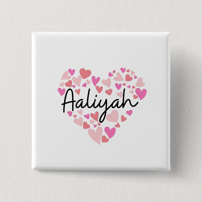Badge Carré 5 Cm J'aime Aaliyah (Devant)