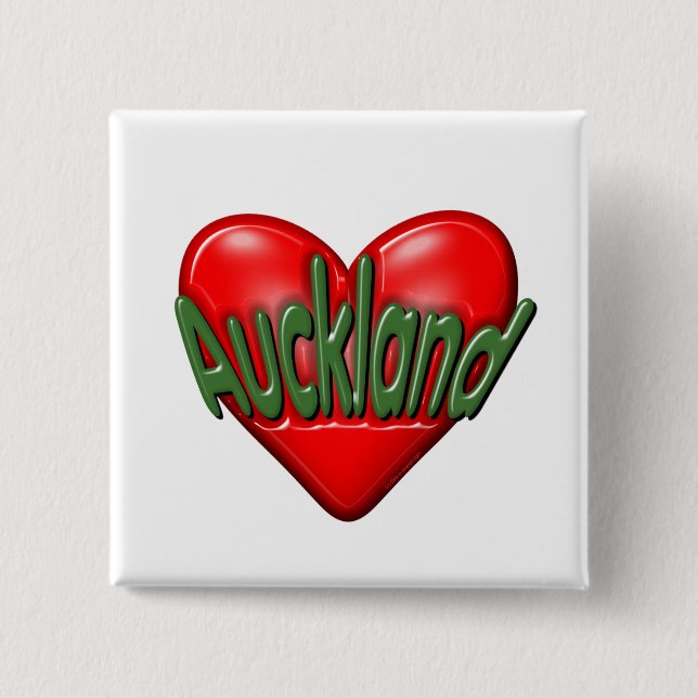 Badge Carré 5 Cm J'aime Auckland (Devant)