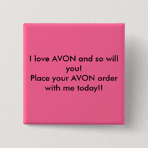Badge Carré 5 Cm J'aime AVON et ainsi vous ! Placez votre ord