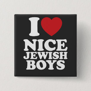 Badge Carré 5 Cm J'aime bien les gentils garçons juifs je raffole d