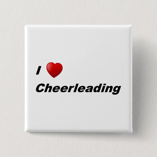 Badge Carré 5 Cm J'Aime Cheerleader (Devant)