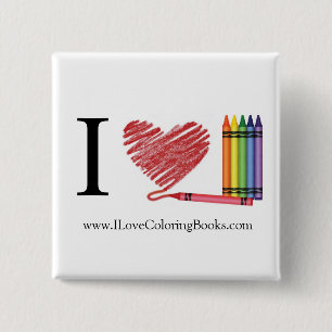 Badge Carré 5 Cm J'aime colorer le bouton
