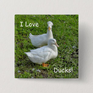 Badge Carré 5 Cm J'aime des canards ! goupille carrée