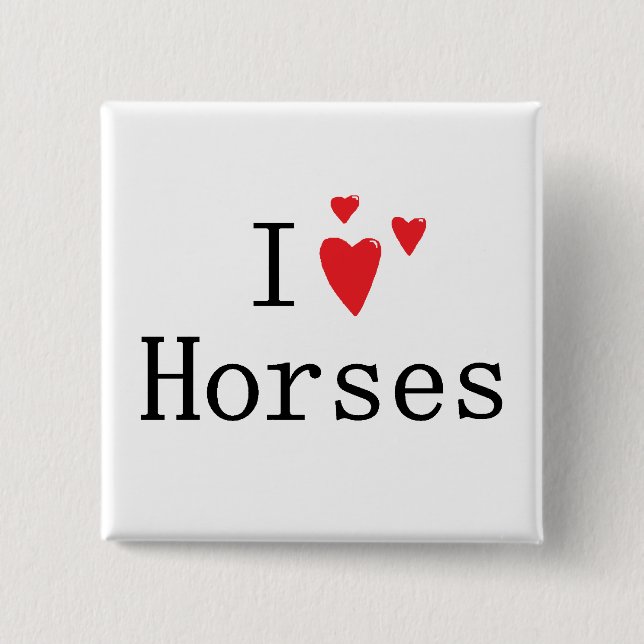 Badge Carré 5 Cm J'aime des chevaux (Devant)