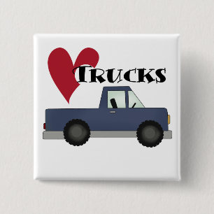 Badge Carré 5 Cm J'aime des T-shirts et des cadeaux de camions