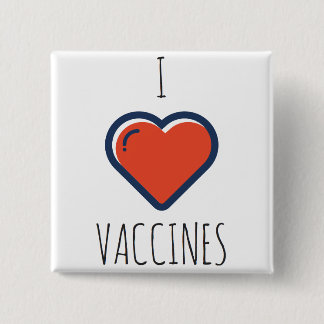 Badge Carré 5 Cm J'aime des vaccins