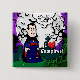 Badge Carré 5 Cm J'aime des vampires