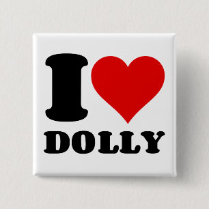 BADGE CARRÉ 5 CM J'AIME DOLLY