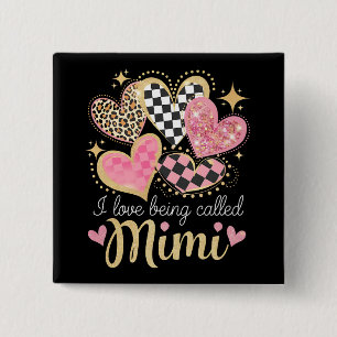 Badge Carré 5 Cm J'aime être appelée Mimi Grand-mère Maman pour la