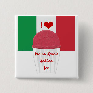 Badge Carré 5 Cm J'aime Italien Glace - Bouton vendeur