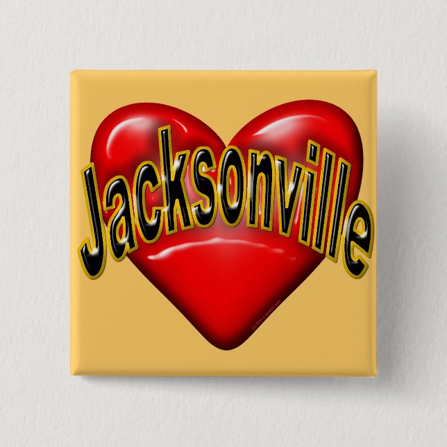 Badge Carré 5 Cm J'aime Jacksonville (Devant)