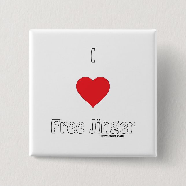 Badge Carré 5 Cm J'aime Jinger libre (Devant)
