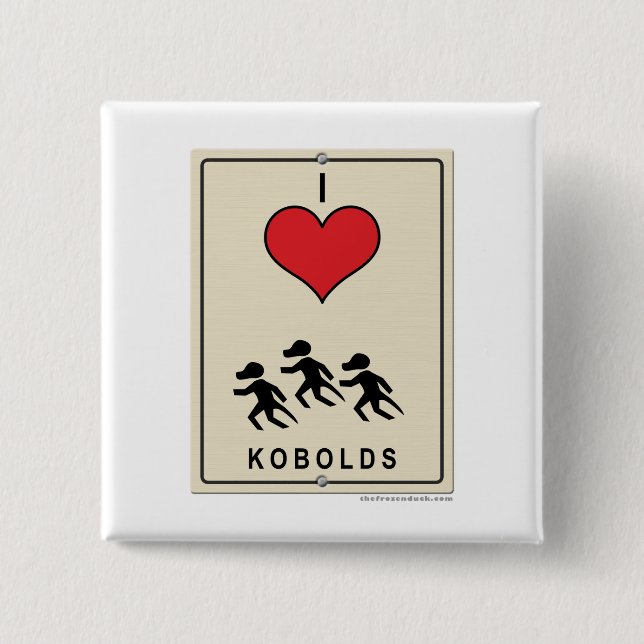 Badge Carré 5 Cm J'aime Kobolds (Devant)