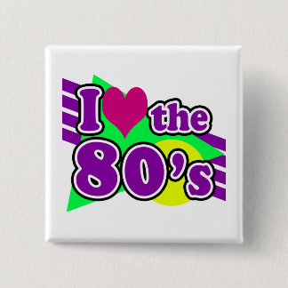 Badge Carré 5 Cm J'aime la fête géométrique des années 80 Neon Eigh