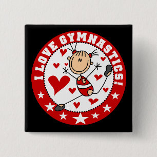 Badge Carré 5 Cm J'aime la gymnastique