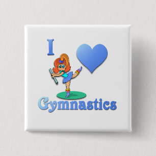 Badge Carré 5 Cm j'aime la gymnastique #1