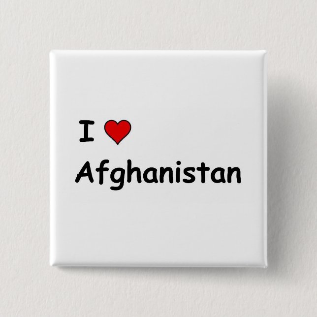 Badge Carré 5 Cm J'aime l'Afghanistan (Devant)