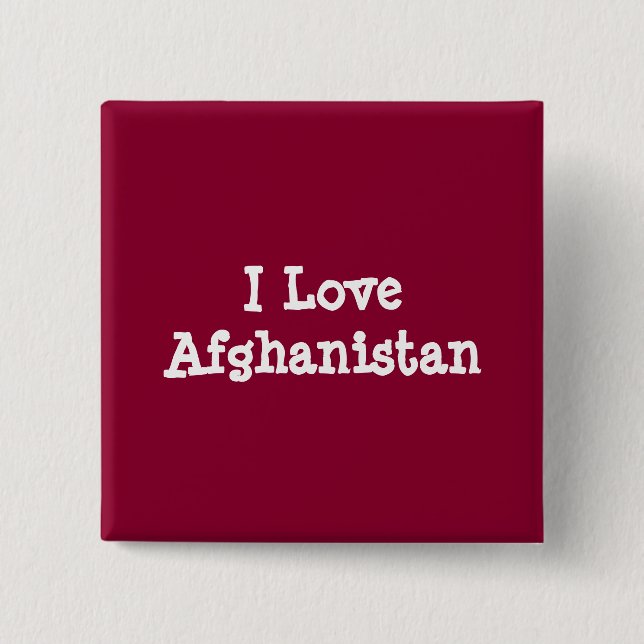 Badge Carré 5 Cm J'aime l'Afghanistan (Devant)