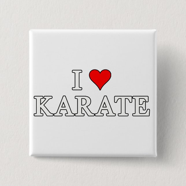 Badge Carré 5 Cm J'aime le bouton de karaté (Devant)