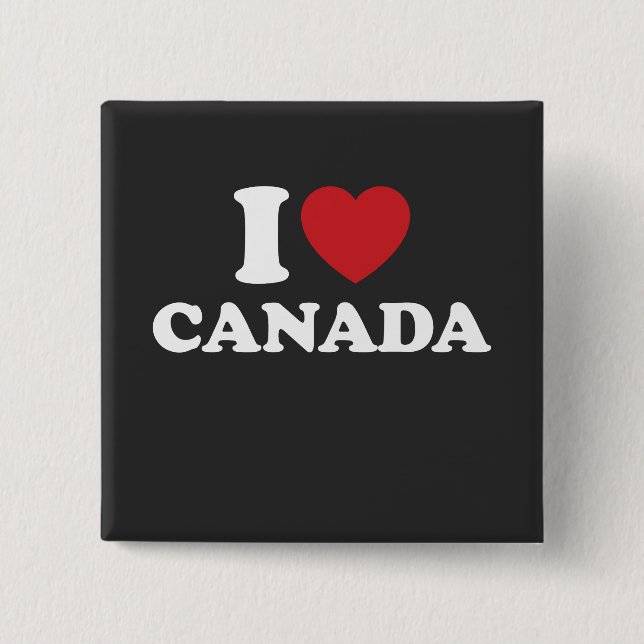 Badge Carré 5 Cm J'aime le Canada (Devant)