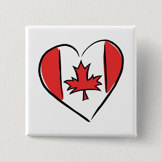 Badge Carré 5 Cm J'aime le Canada (Devant)