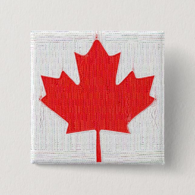 Badge Carré 5 Cm J'aime le Canada ! Conception canadienne de regard (Devant)