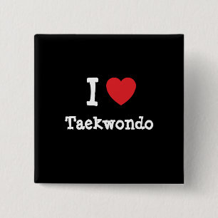 Badge Carré 5 Cm J'aime le coeur de Taekwondo personnalisé
