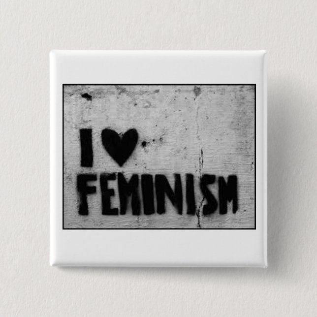 Badge Carré 5 Cm J'aime le féminisme (Devant)