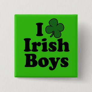 Badge Carré 5 Cm J'aime le Pin irlandais de bouton de shamrock de