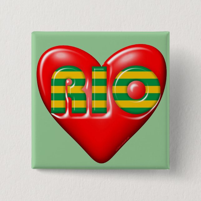 Badge Carré 5 Cm J'aime le Rio de Janeiro (Devant)