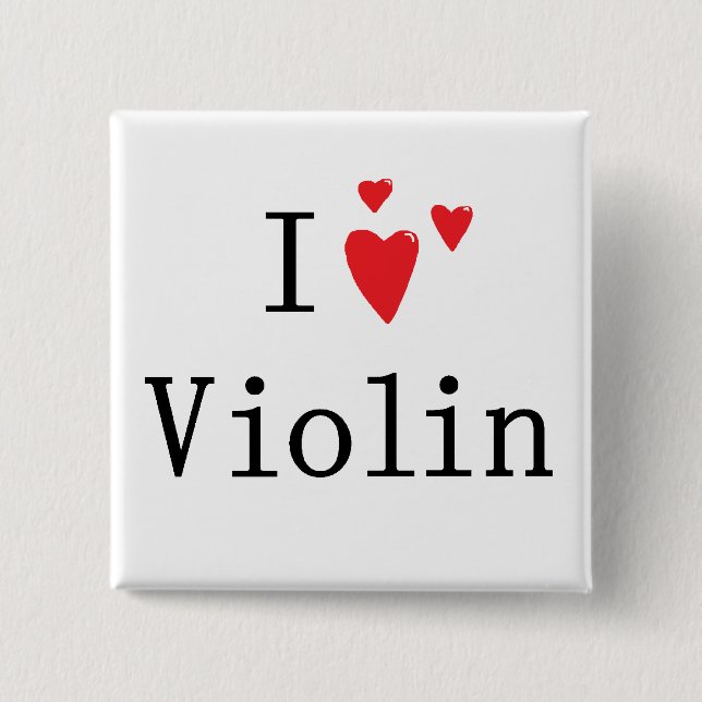 Badge Carré 5 Cm J'aime le violon (Devant)