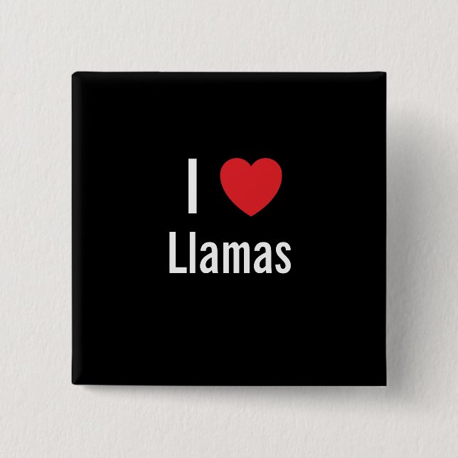 Badge Carré 5 Cm J'aime les lamas (Devant)