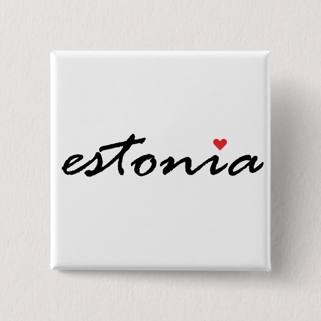Badge Carré 5 Cm J'aime l'Estonie (Devant)