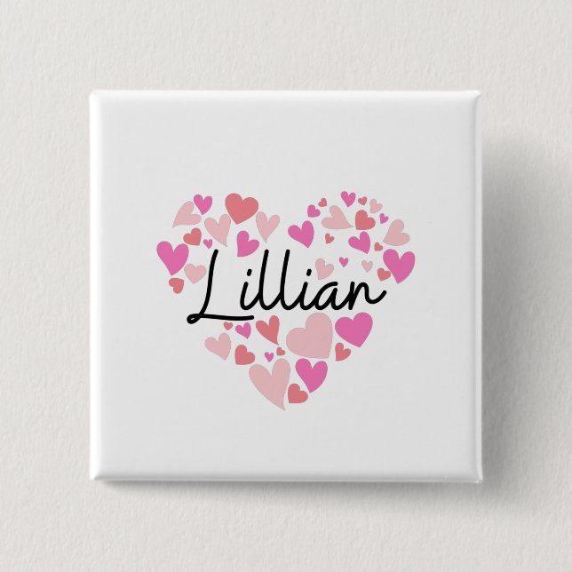 Badge Carré 5 Cm J'aime Lillian (Devant)