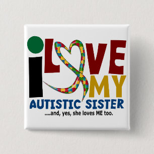 Badge Carré 5 Cm J'aime ma SENSIBILISATION SUR L'AUTISME autiste de