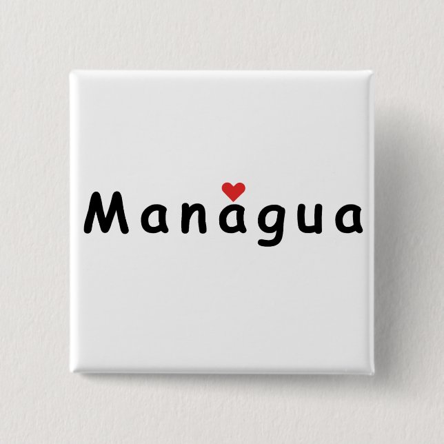 Badge Carré 5 Cm J'aime Managua (Devant)
