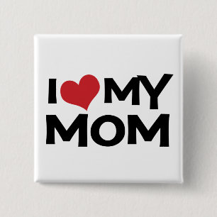 Badge Carré 5 Cm J'aime mon bouton du jour de mère de maman