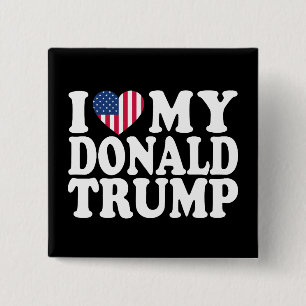 Badge Carré 5 Cm J'aime mon Donald Trump président 2024